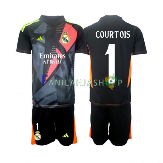 Real Madrid Pelipaidat Musta Thibaut Courtois 1 Maalivahdin Vieraspelipaita 2024-2025 Lyhythihainen ,Lapset