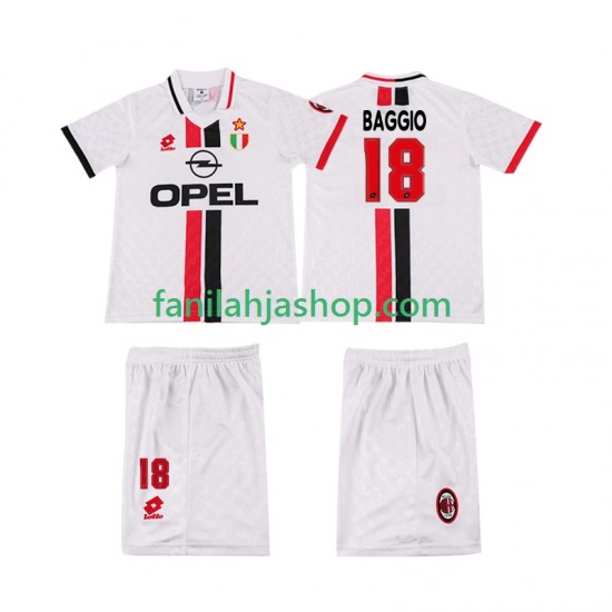 AC Milan Pelipaidat BAGGIO 18 1996 1997 Retro Vieraspelipaita Lyhythihainen ,Lapset