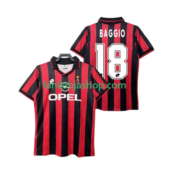 AC Milan Pelipaidat BAGGIO 18 1995 1996 Retro Kotipelipaita Lyhythihainen ,Miehet