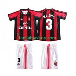 AC Milan Pelipaidat MALDINI 3 Retro Kotipelipaita 1998 1999 Lyhythihainen ,Lapset