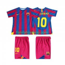 FC Barcelona Pelipaidat RONALDINHO 10 Champions League 2005 Retro Kotipelipaita 2006 Lyhythihainen ,Lapset