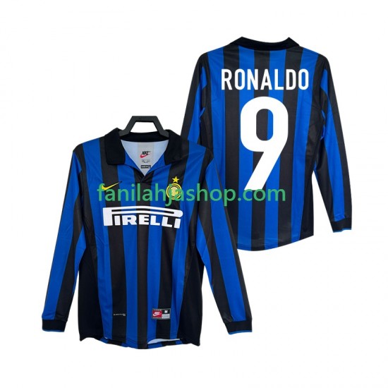 Inter Milan Pelipaidat Ronaldo 9 Retro Kotipelipaita 1998 1999 Pitkähihainen ,Miehet