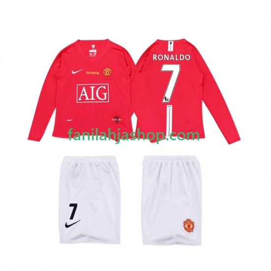 Manchester United Pelipaidat Ronaldo 7 Premier League 2009 Retro Kotipelipaita 2008 Pitkähihainen ,Lapset