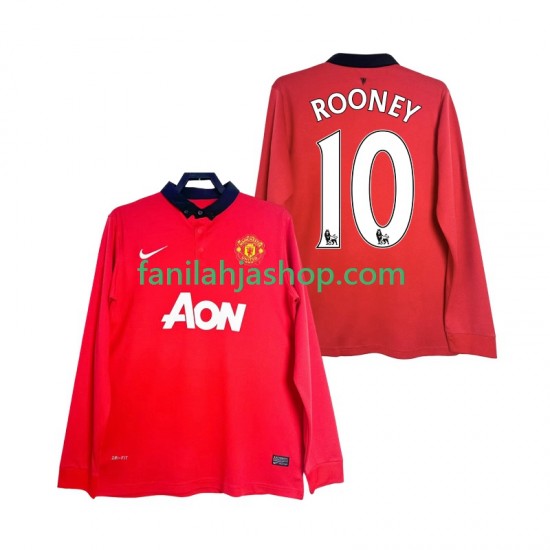 Manchester United Pelipaidat Rooney 10 2013 2014 Retro Kotipelipaita Pitkähihainen ,Miehet