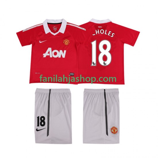 Manchester United Pelipaidat SCHOLES 18 Retro Kotipelipaita 2011 2010 Lyhythihainen ,Lapset