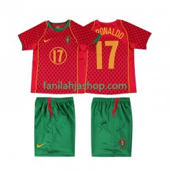 Portugali Pelipaidat Cristiano Ronaldo 17 Retro Kotipelipaita 2004 Lyhythihainen ,Lapset