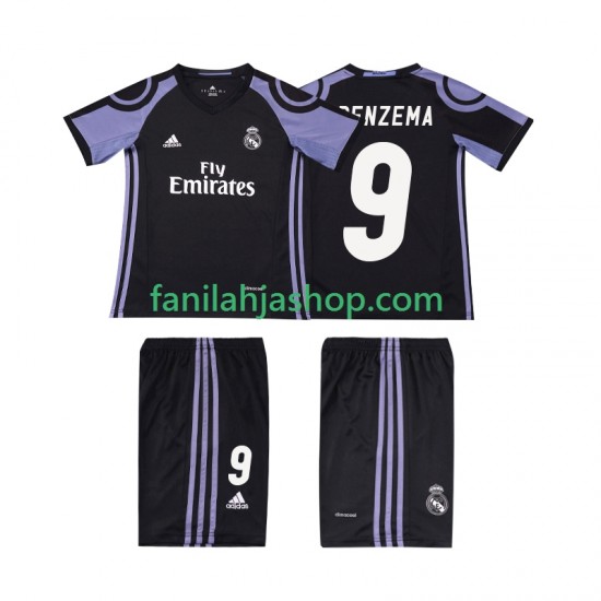 Real Madrid Pelipaidat BENZEMA 9 2016 2017 Retro Kolmaspelipaita Lyhythihainen ,Lapset