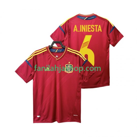 Espanja Pelipaidat Andres Iniesta 6 2012 Retro Kotipelipaita Lyhythihainen ,Miehet