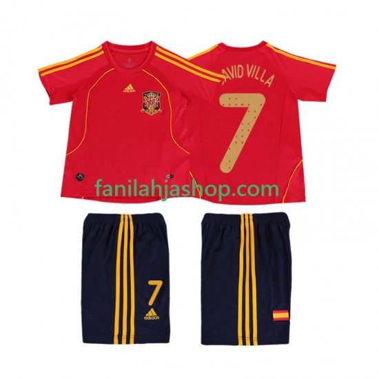 Espanja Pelipaidat DAVID VILLA 7 Retro Kotipelipaita 2008 Lyhythihainen ,Lapset