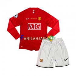 Manchester United Pelipaidat Champion League 2007 Retro Kotipelipaita Pitkähihainen ,Lapset