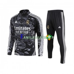 Real Madrid Musta Harjoituspaita + Treenihousut Dragon 2023-2024