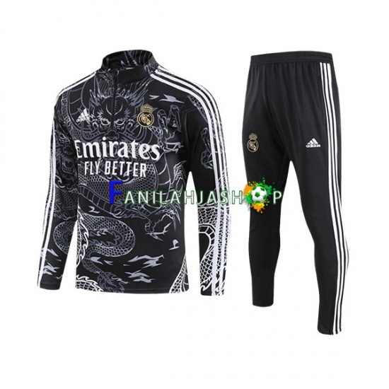 Real Madrid Musta Harjoituspaita + Treenihousut Dragon 2023-2024