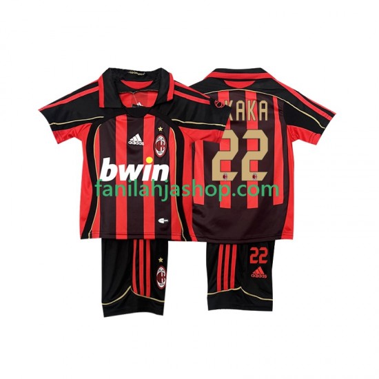 AC Milan Pelipaidat KAKA 22 Retro Kotipelipaita 2006-2007 Lyhythihainen ,Lapset