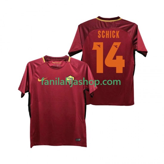 AS Roma Pelipaidat SCHICK 14 2017-2018 Retro Kotipelipaita Lyhythihainen ,Miehet