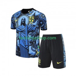 Brasilia Sininen JESUS Football Shirts Kotipelipaita 2024-2025 Lyhythihainen ,Lapset