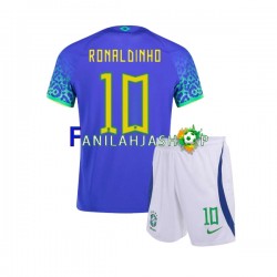 Brasilia Pelipaidat Ronaldinho 10 Vieraspelipaita World Cup 2022 Lyhythihainen ,Lapset