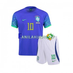 Brasilia Pelipaidat Ronaldinho 10 Vieraspelipaita World Cup 2022 Lyhythihainen ,Lapset