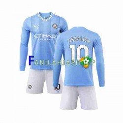 Manchester City Pelipaidat Grealish 10 Kotipelipaita 2023-2024 Pitkähihainen ,Lapset