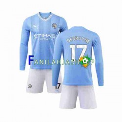 Manchester City Pelipaidat Kevin De Bruyne 17 Kotipelipaita 2023-2024 Pitkähihainen ,Lapset