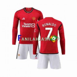 Manchester United Pelipaidat Ronaldo 7 Kotipelipaita 2023-2024 Pitkähihainen ,Lapset