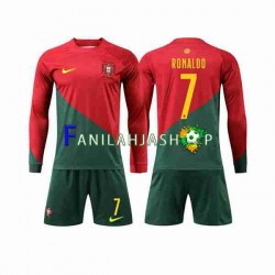 Portugali Pelipaidat Ronaldo 7 Kotipelipaita World Cup 2022 Pitkähihainen ,Lapset