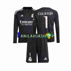 Real Madrid Pelipaidat Thibaut Courtois 1 Maalivahdin Vieraspelipaita 2023-2024 Pitkähihainen ,Lapset