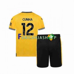Wolverhampton Wanderers Pelipaidat CUNHA 12 Kotipelipaita 2023-2024 Lyhythihainen ,Lapset