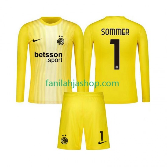 Inter Milan Pelipaidat Yann Sommer 1 Maalivahdin Vieraspelipaita 2025-2026 Pitkähihainen ,Lapset