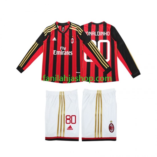 AC Milan Pelipaidat RONALDINHO 80 2013 2014 Retro Kotipelipaita Pitkähihainen ,Lapset