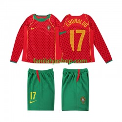 Portugali Pelipaidat Cristiano Ronaldo 17 Retro Kotipelipaita 2004 Pitkähihainen ,Lapset