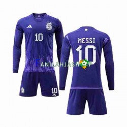 Argentiina Pelipaidat 3 Stars Lionel Messi 10 Vieraspelipaita World Cup 2022 Pitkähihainen ,Lapset