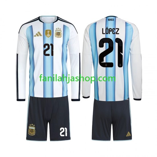 Argentiina Pelipaidat Jose Manuel Lopez 21 World Cup Kotipelipaita 2026 Pitkähihainen ,Lapset