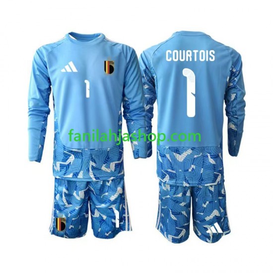 Belgia Pelipaidat Thibaut Courtois 1 World Cup Maalivahdin Kotipelipaita 2026 Pitkähihainen ,Lapset