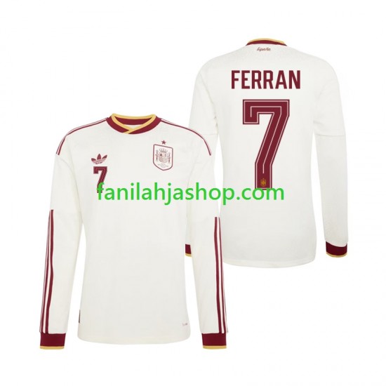 Espanja Pelipaidat Ferran Torres 7 World Cup Vieraspelipaita 2026 Pitkähihainen ,Miehet