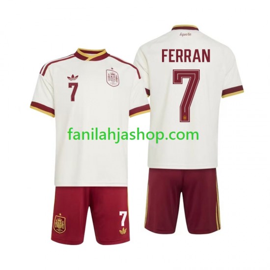 Espanja Pelipaidat Ferran Torres 7 World Cup Vieraspelipaita 2026 Lyhythihainen ,Lapset