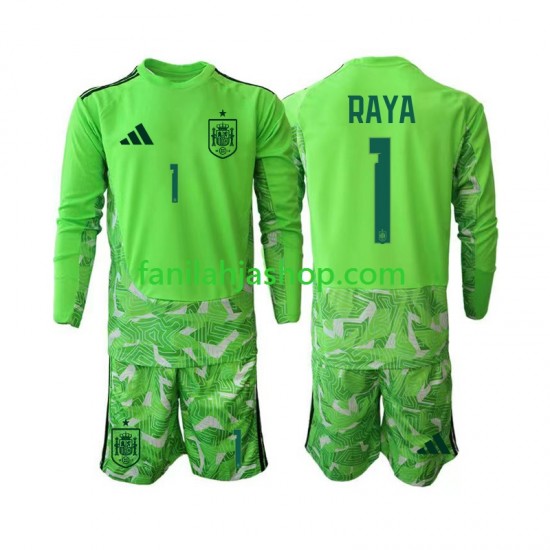 Espanja Pelipaidat David Raya 1 6th Green color World Cup Maalivahdin 2026 Pitkähihainen ,Lapset