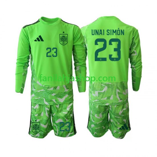 Espanja Pelipaidat Unai Simon 23 6th Green color World Cup Maalivahdin 2026 Pitkähihainen ,Lapset