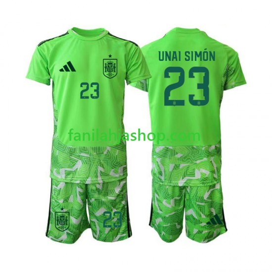 Espanja Pelipaidat Unai Simon 23 6th Green color World Cup Maalivahdin 2026 Lyhythihainen ,Lapset