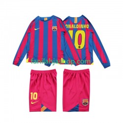 FC Barcelona Pelipaidat RONALDINHO 10 2005 Retro Kotipelipaita 2006 Pitkähihainen ,Lapset