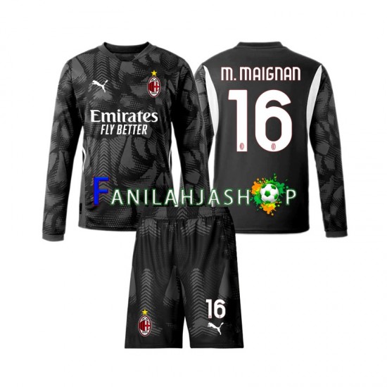AC Milan Pelipaidat Musta Mike Maignan 16 Maalivahdin Kotipelipaita 2024-2025 Pitkähihainen ,Lapset