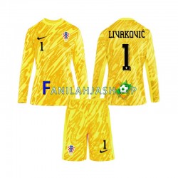 Kroatia Pelipaidat DOMINIK LIVAKOVIC 1 Euro Maalivahdin Kotipelipaita 2024 Pitkähihainen ,Lapset