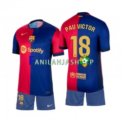 FC Barcelona Pelipaidat Pau Victor 18 Kotipelipaita 2024-2025 Lyhythihainen ,Lapset