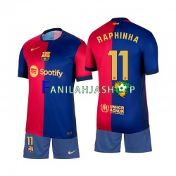 FC Barcelona Pelipaidat Raphinha 11 Kotipelipaita 2024-2025 Lyhythihainen ,Lapset