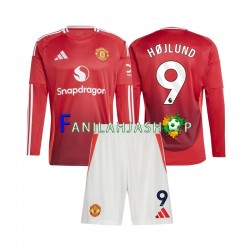 Manchester United Pelipaidat Rasmus Hojlund 9 Kotipelipaita 2024-2025 Pitkähihainen ,Lapset