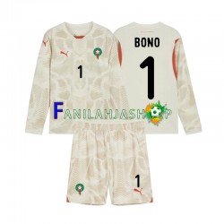 Marokko Pelipaidat Yassine Bounou 1 Maalivahdin Vieraspelipaita 2024 Pitkähihainen ,Lapset