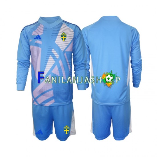 Ruotsi Pelipaidat Sininen Maalivahdin Vieraspelipaita 2024 Pitkähihainen ,Lapset