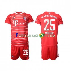 FC Bayern München Pelipaidat Muller 25 Kotipelipaita 2022-2023 Lyhythihainen ,Lapset