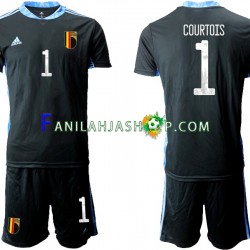 Belgia Pelipaidat Thibaut Courtois 1 Euro 2020 Maalivahdin Kotipelipaita Lyhythihainen ,Lapset
