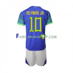 Brasilia Pelipaidat Neymar JR 10 Vieraspelipaita World Cup 2022 Lyhythihainen ,Lapset