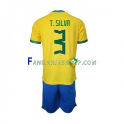Brasilia Pelipaidat Thiago Silva 3 Kotipelipaita World Cup 2022 Lyhythihainen ,Lapset